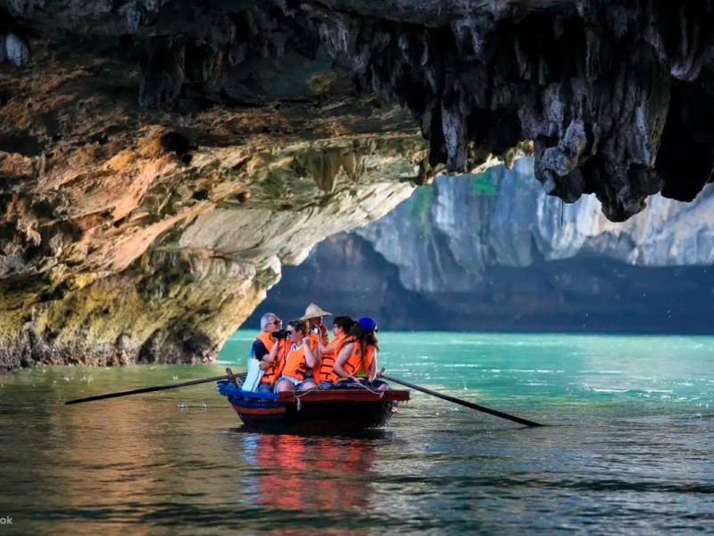 bamboo boat-dark-bright-cave