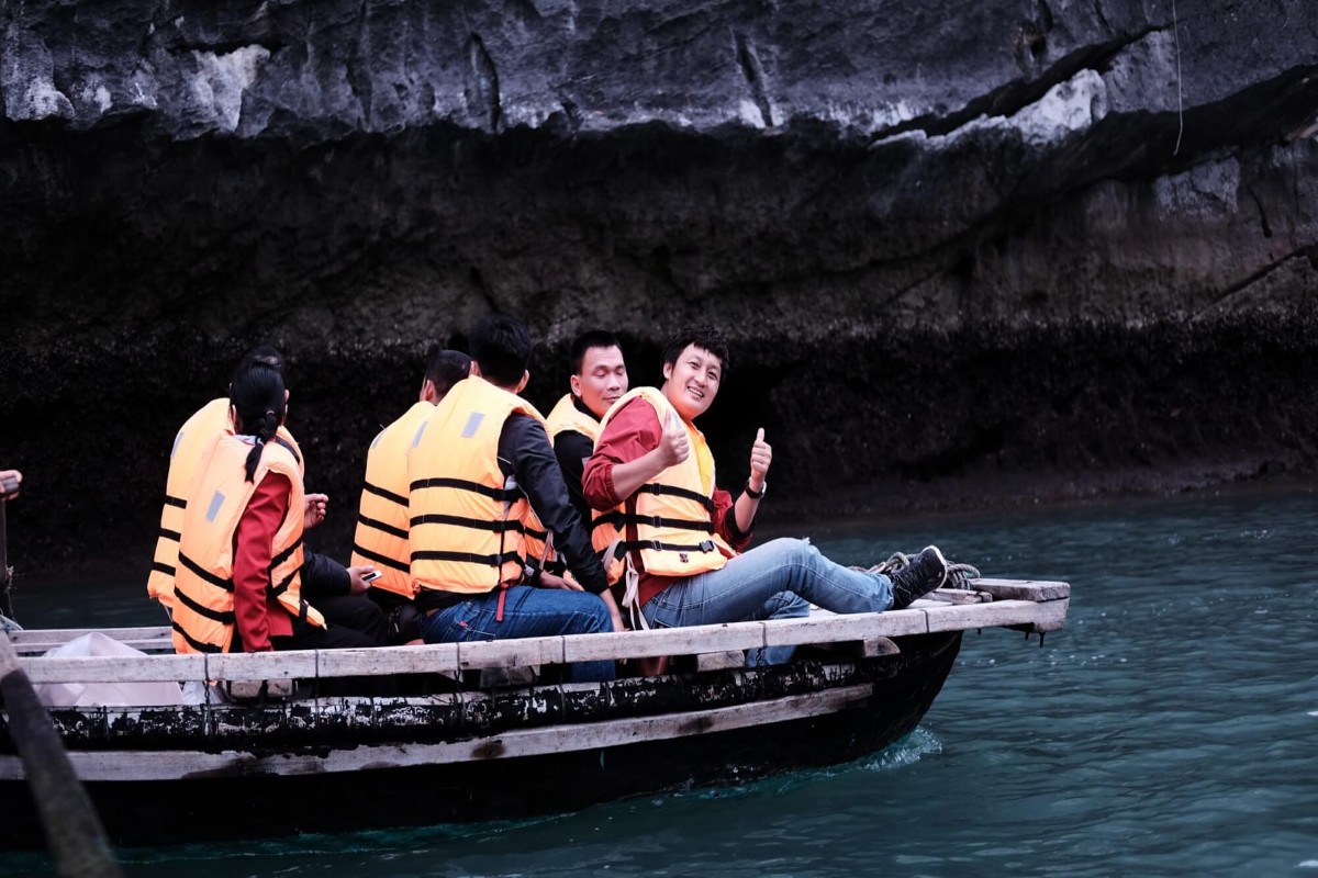 Bamboo boat ride in Vung Vieng Fishing Village