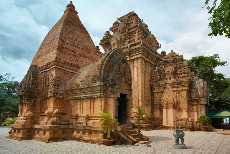 Cham Po Nagar Towers Nha Trang Historic Architecture Ancient Cham Po Nagar Towers with intricate brickwork in Nha Trang, showcasing historic Hindu-Buddhist architecture