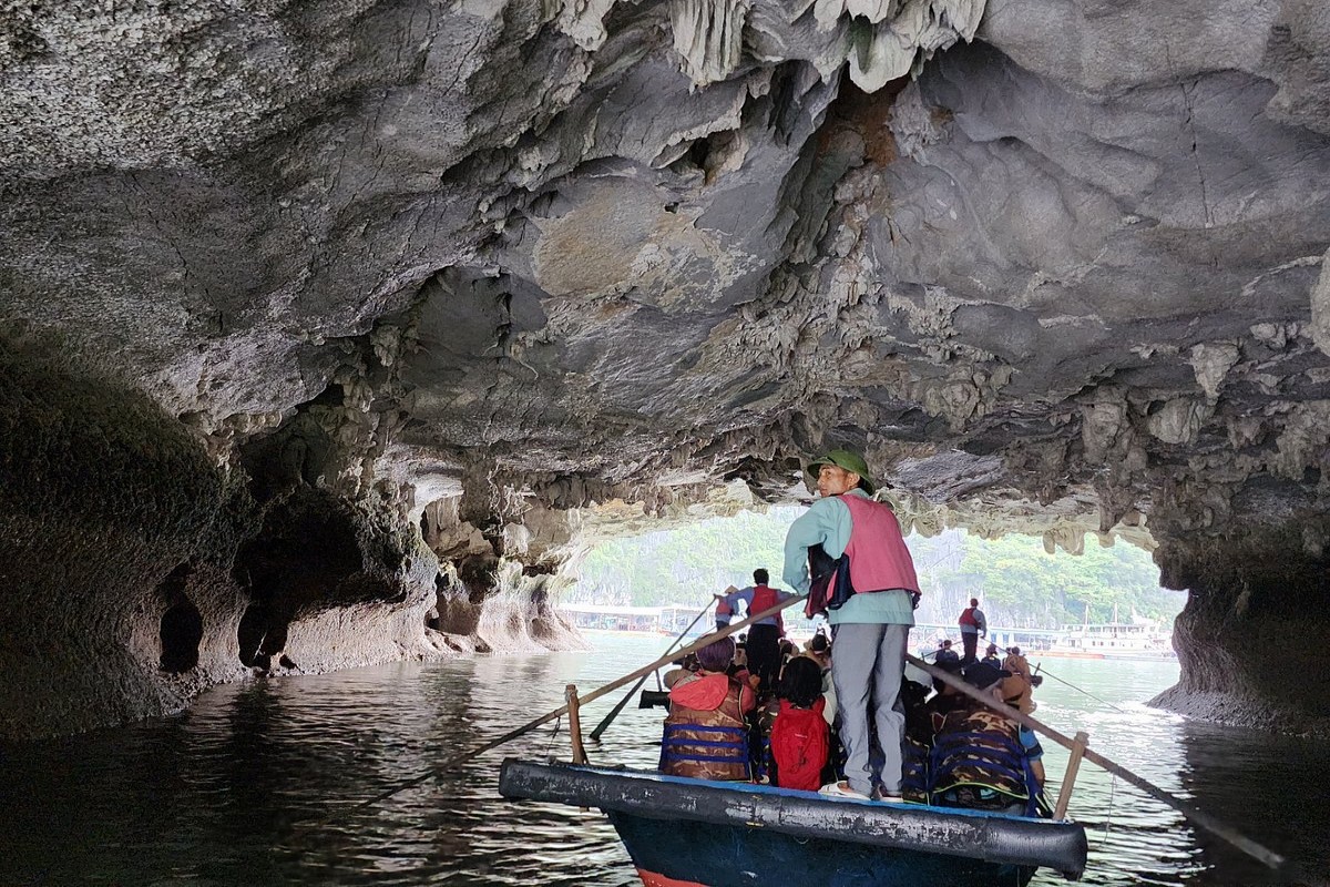 Hang Luon Cave with a serene boat ride through natural wonders