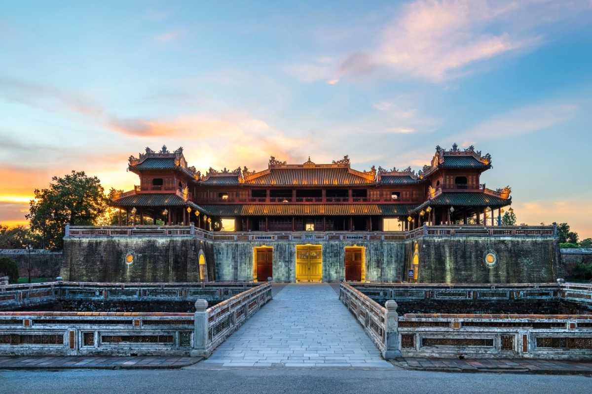 Aerial View of Hue Imperial Citadel Aerial view of the vast Hue Imperial Citadel, showing its fortified walls and intricate layout.