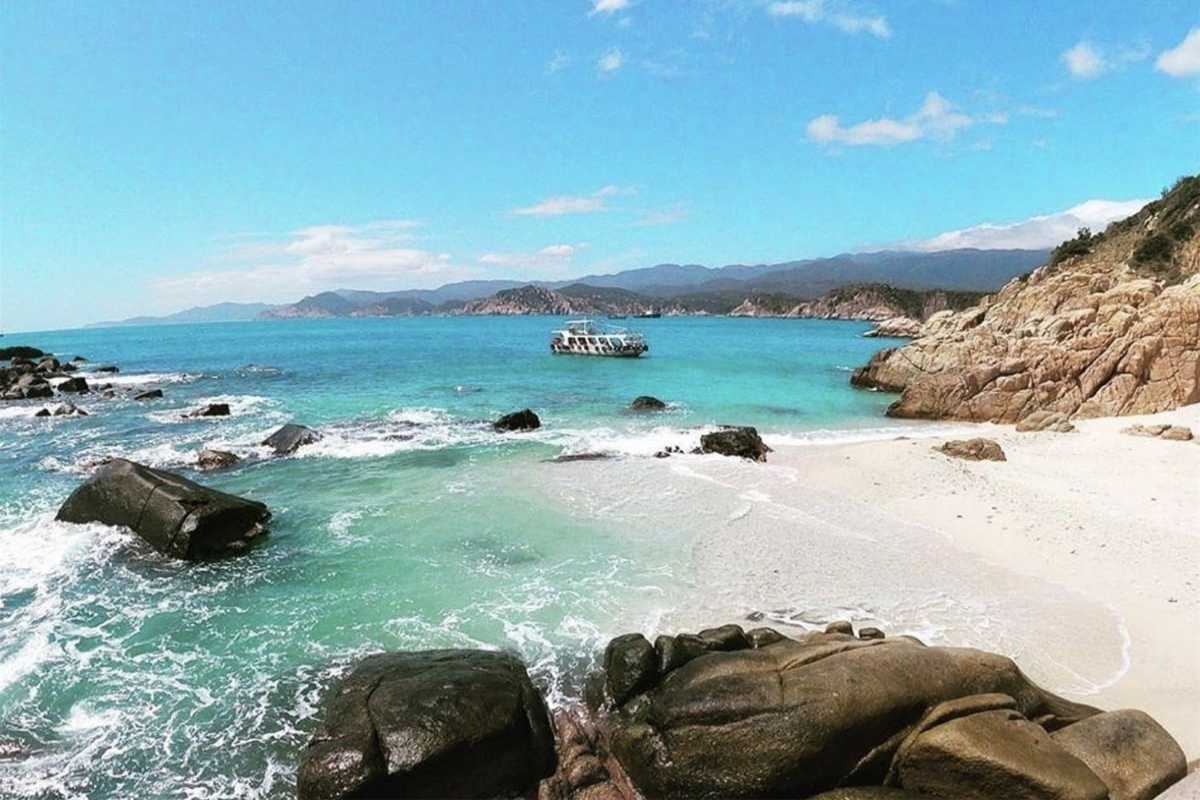 Ba Dien Beach with pristine white sand and turquoise waters in Ninh Thuan, Vietnam