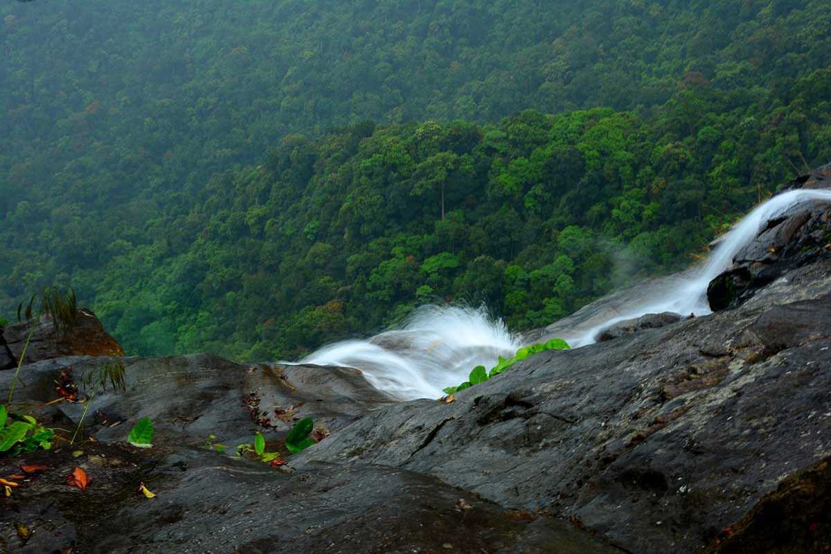 Group Hiking at Waterfall Pool in Bach Ma National Park Diverse group of hikers sitting on rocks near a waterfall pool in a tropical forest setting