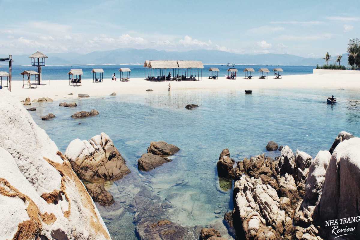 Beach and Rocky Shoreline at Hon Noi Island Beach and rocky shoreline view at Hon Noi Island near the Ancestor Temple of Salanganes