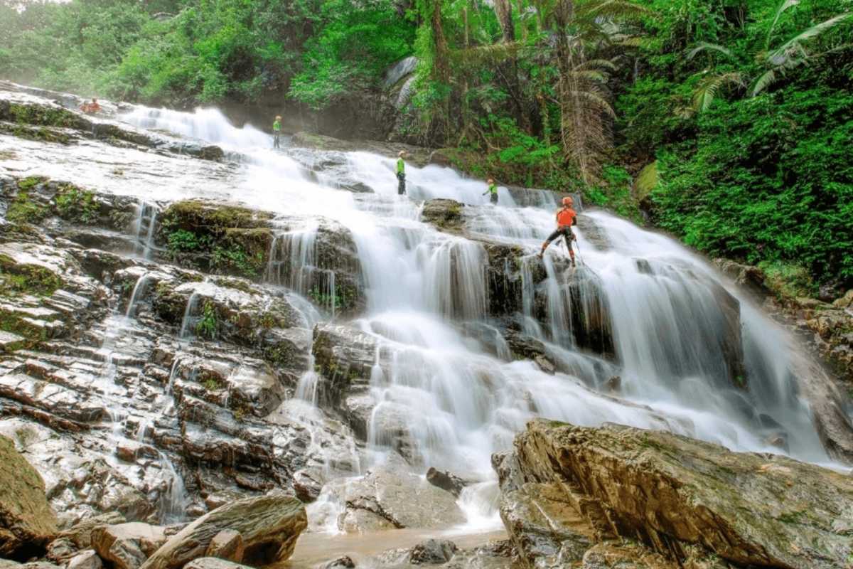 Cam Ly Waterfall Da Lat natural rocks and flowing water Cam Ly Waterfall Da Lat featuring natural rocks with water flowing peacefully around them