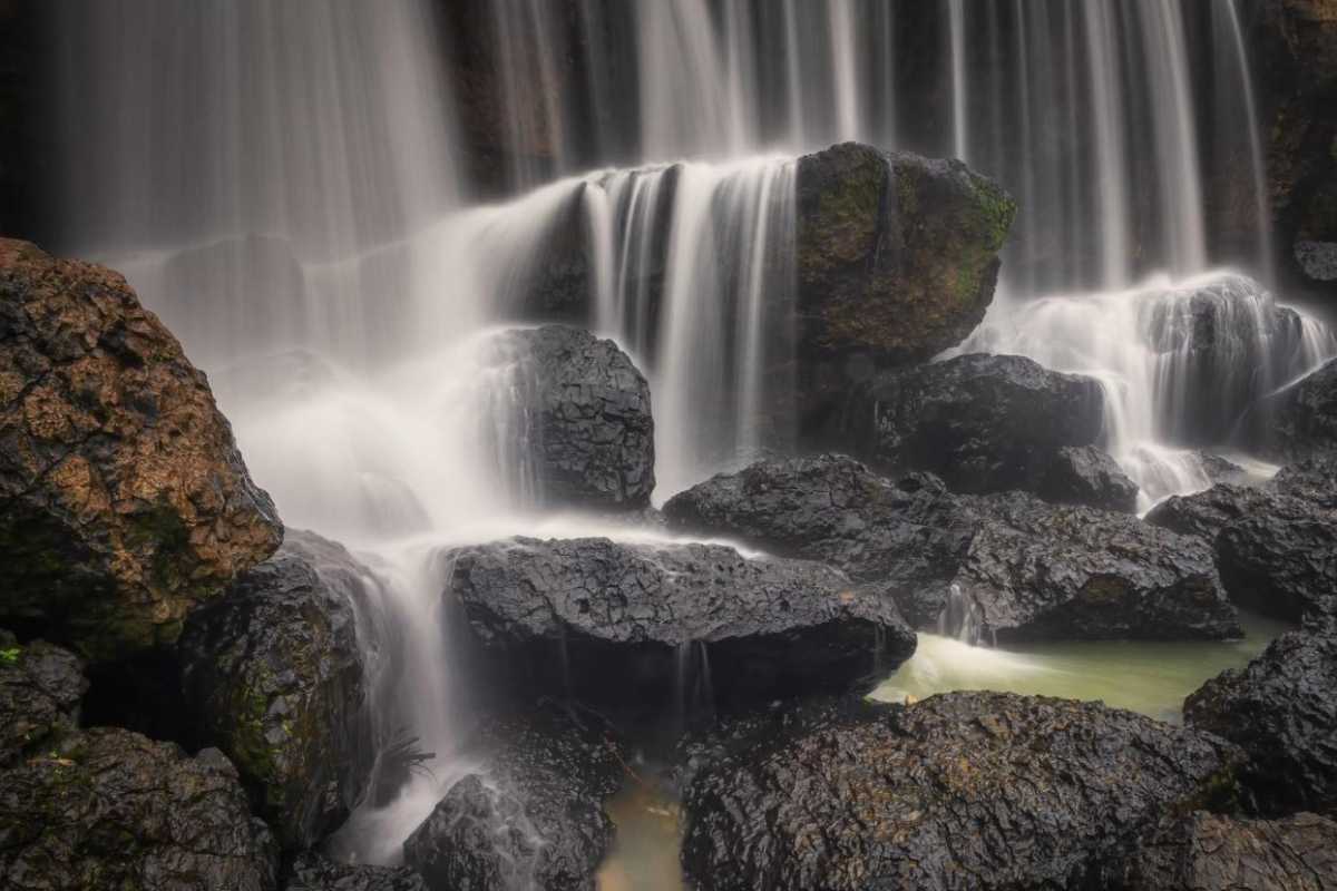 Cam Ly Waterfall Da Lat wide angle waterfall pool view Cam Ly Waterfall Da Lat wide-angle view of waterfall pool with visitors and natural surroundings