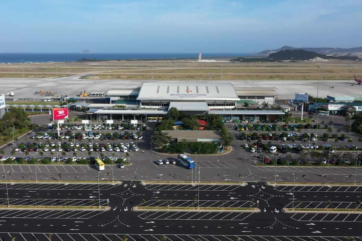Cam Ranh International Airport Aerial View Aerial perspective of Cam Ranh International Airport with runway and terminal buildings