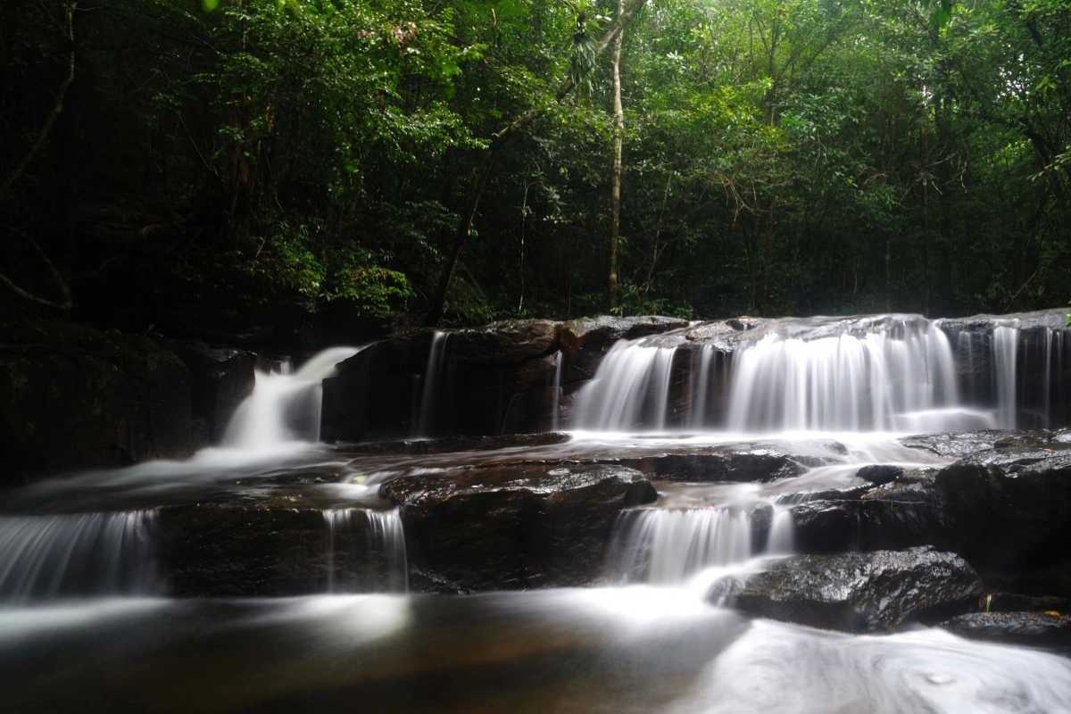 Cascading Falls at Tranh Stream Phu Quoc Multiple cascades of flowing water at Tranh Stream, Phu Quoc tropical setting