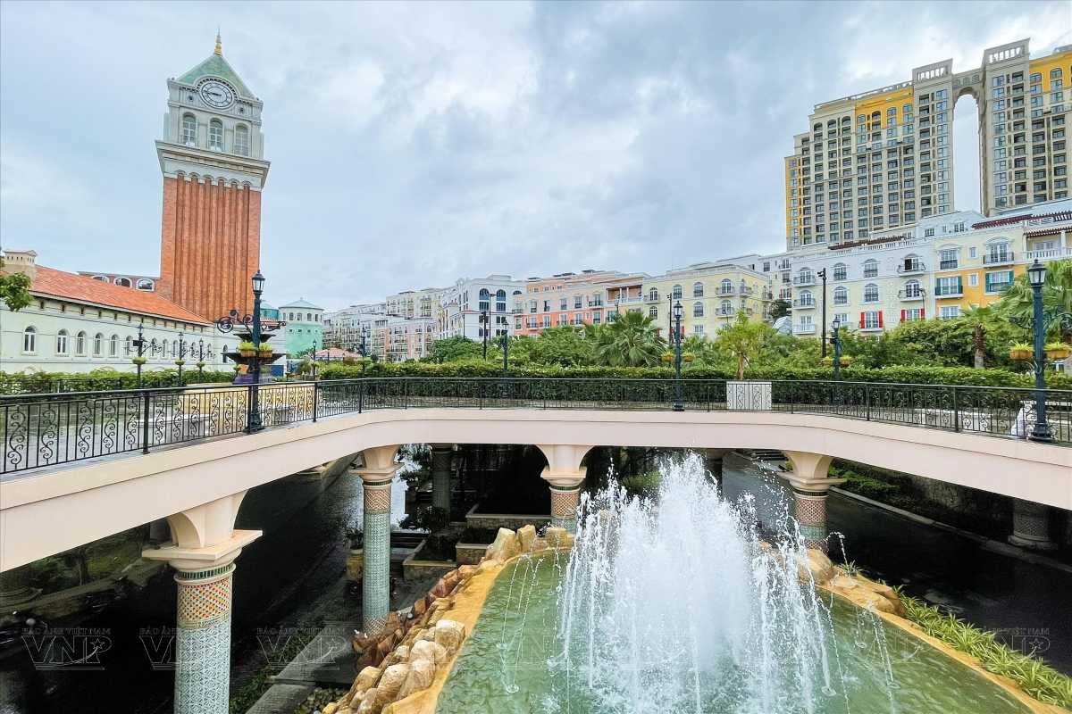 Clock Tower Phu Quoc with Colorful Buildings and Sea View Clock Tower Phu Quoc surrounded by colorful buildings along the sea