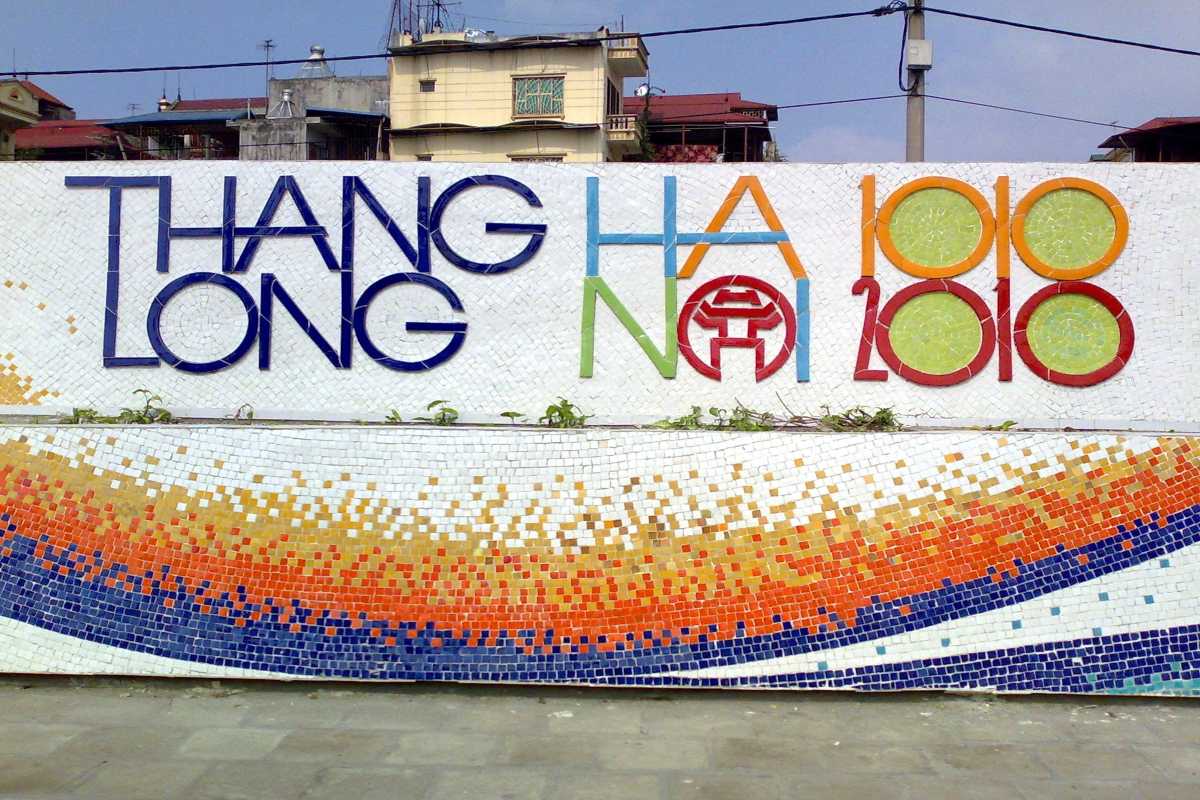 Hanoi Ceramic Mosaic Mural Road centennial dragon artwork Mosaic celebrating 100 years of Hanoi with dragon motifs on Hanoi Ceramic Mosaic Mural Road