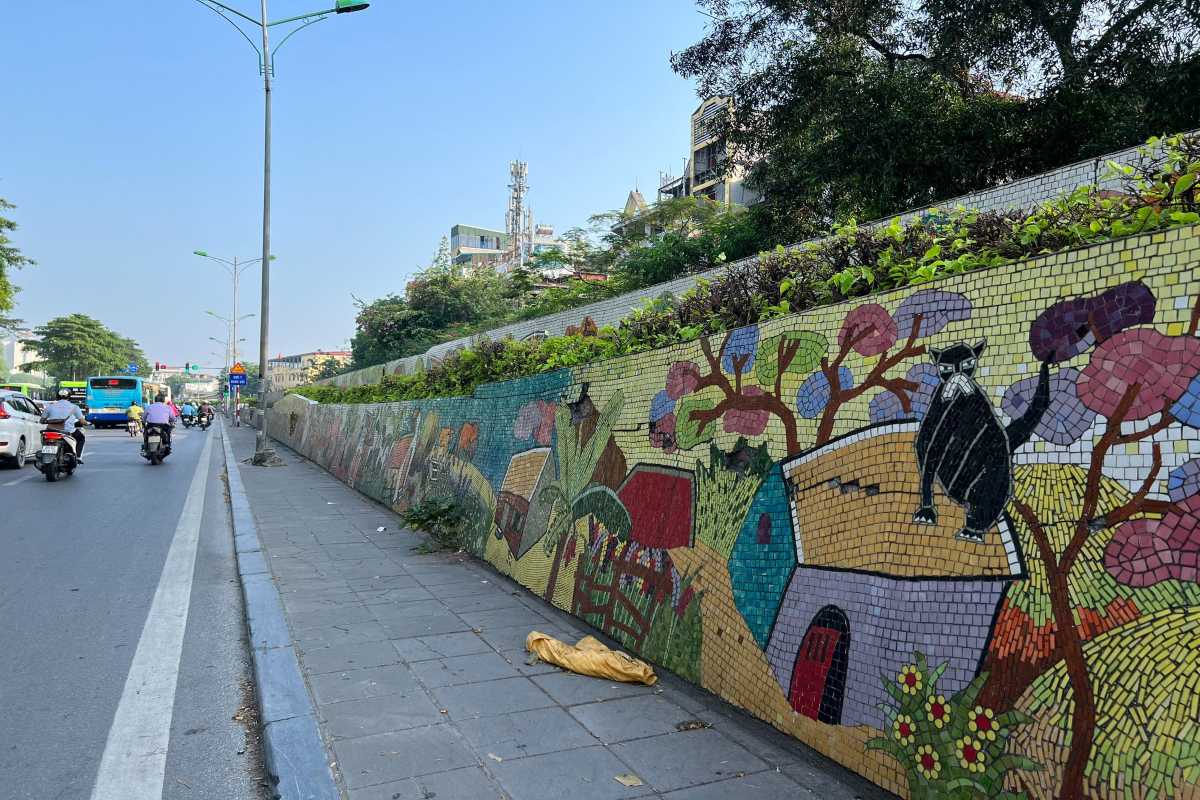 Hanoi Ceramic Mosaic Mural Road vibrant traditional patterns Vibrant traditional mosaic patterns on the Hanoi Ceramic Mosaic Mural Road with geometric designs