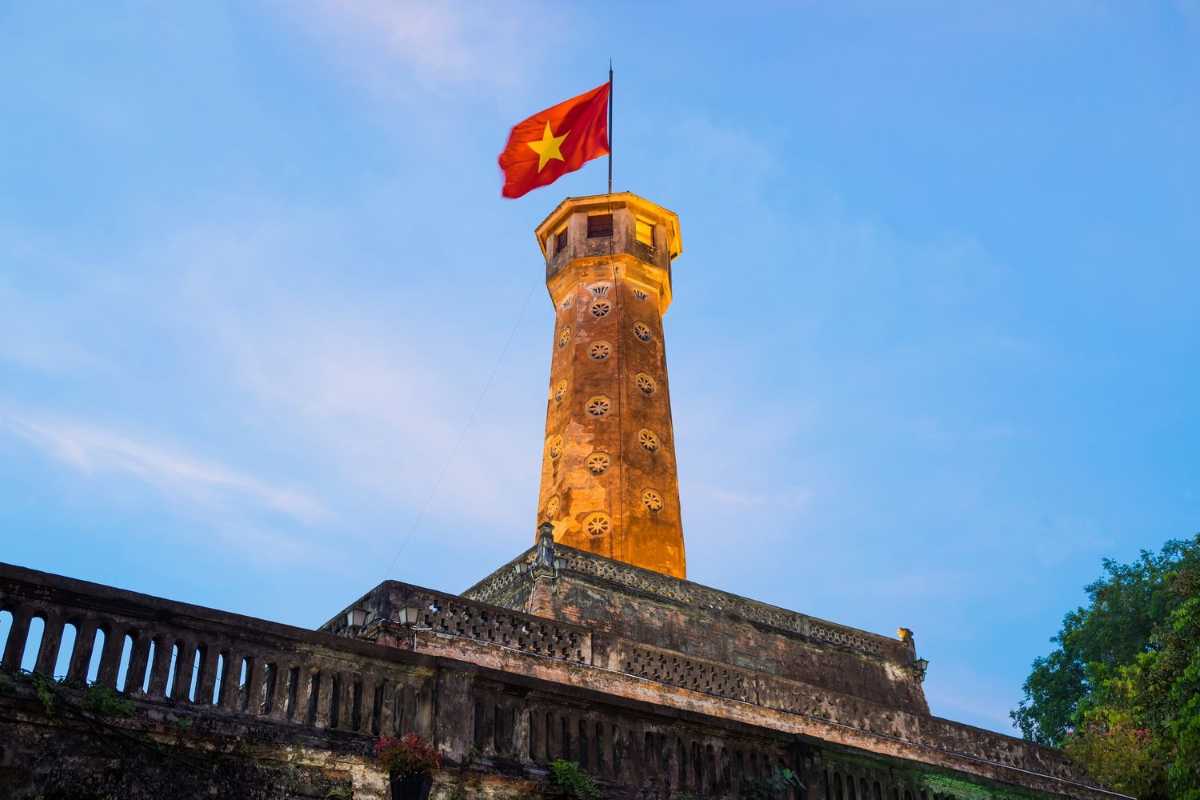Hanoi Flag Tower Stairs and Cannons Stairs and cannons in front of Hanoi Flag Tower