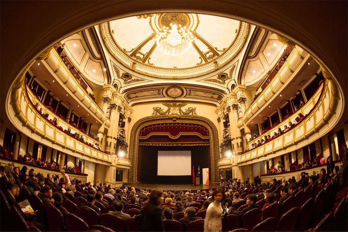 Hanoi Opera House Wide Interior with Audience Wide interior shot capturing a large audience inside Hanoi Opera House