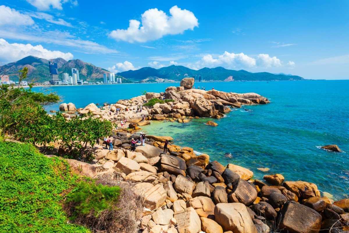 Hon Chong Rocks panoramic view with Nha Trang skyline Panoramic view of Hon Chong Rocks and Nha Trang city skyline in the background