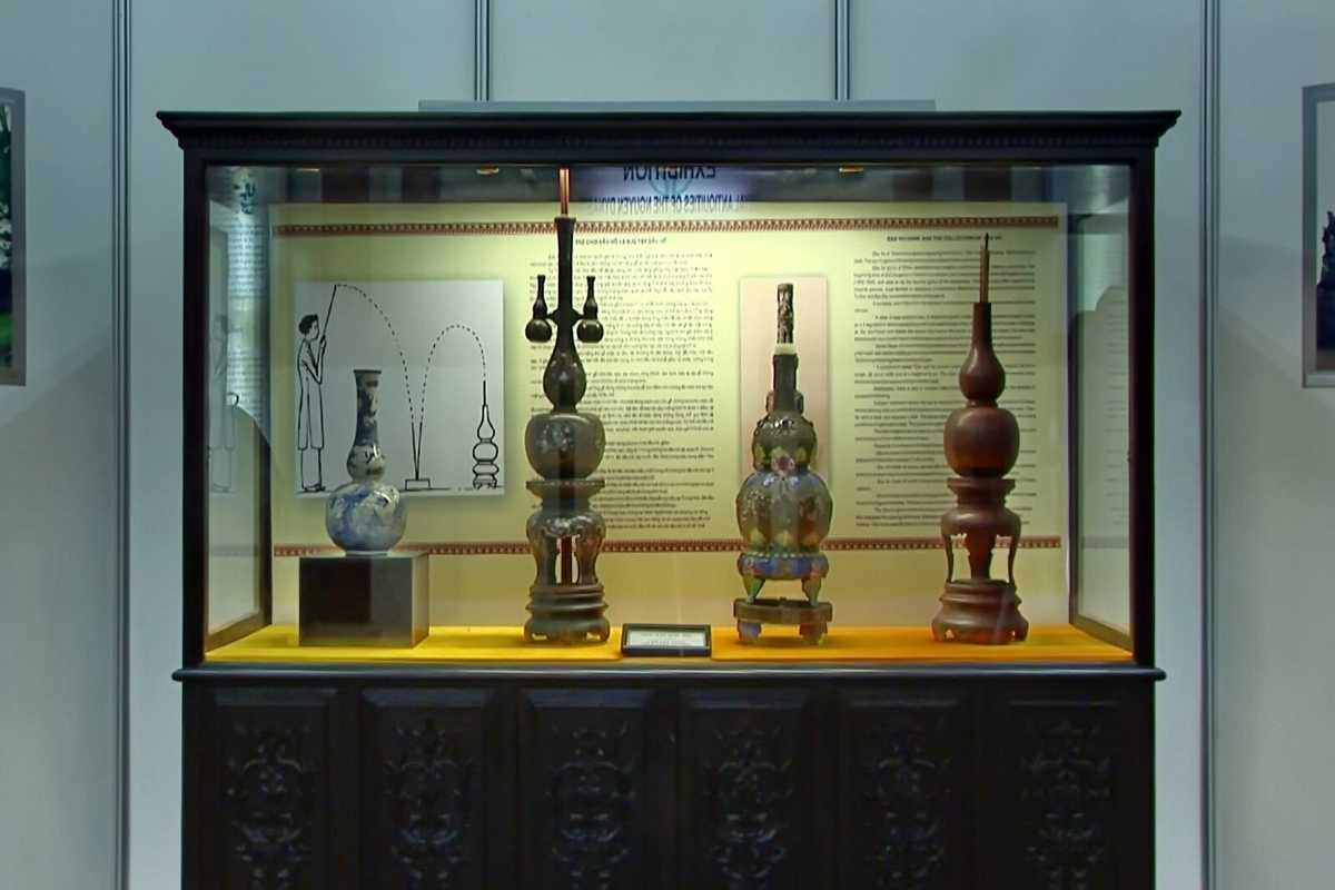 Antique vases and ceremonial vessels at Hue Museum of Royal Antiquities Antique vases and Nguyen Dynasty ceremonial vessels displayed at Hue Museum of Royal Antiquities in Hue, Vietnam