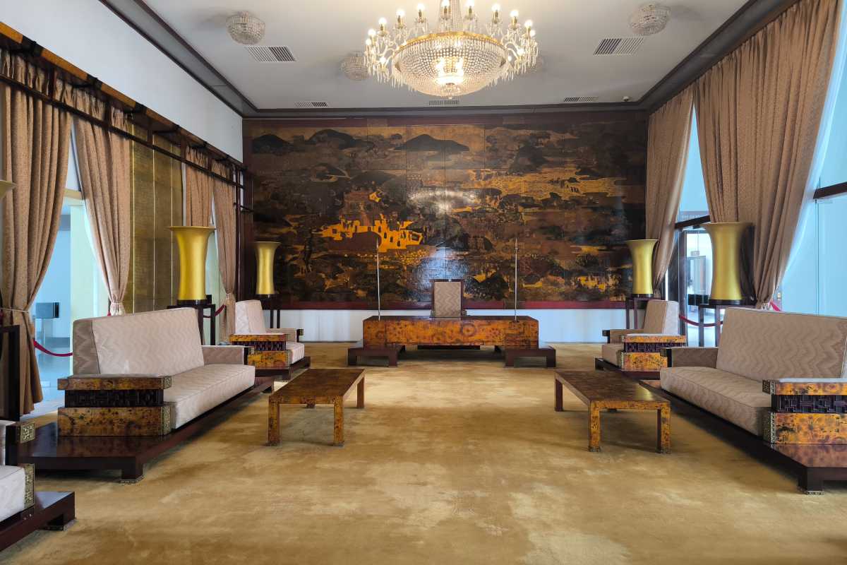 Independence Palace Saigon Presidential Chamber Presidential chamber at Independence Palace Saigon with traditional art and antique furniture