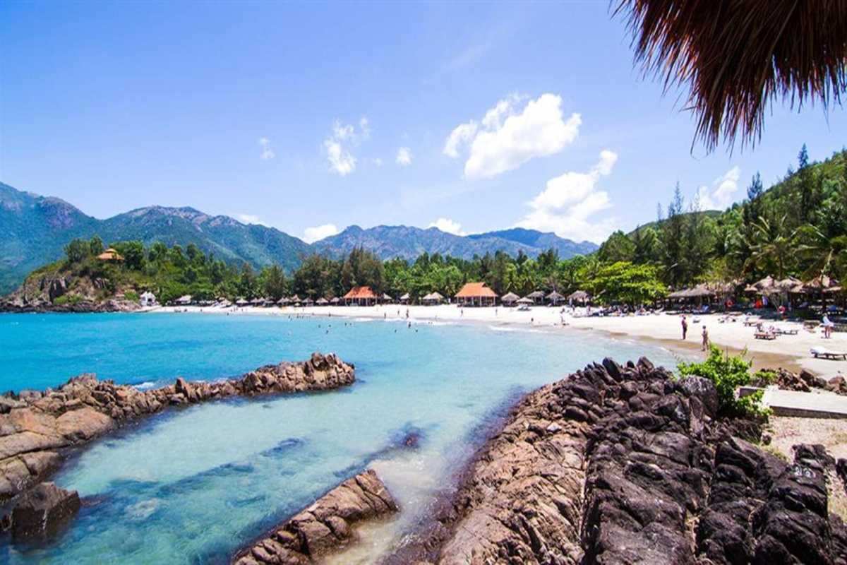 Natural Rock Formation in Nha Phu Lagoon Nha Trang Natural rock formation surrounded by clear waters at Nha Phu Lagoon Nha Trang under sunny skies
