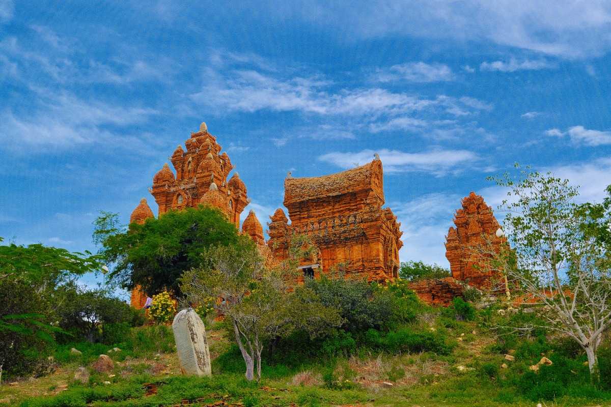 Ninh Chu Beach Coastal Landscape Phan Rang Thap Cham View of Ninh Chu Beach with blue waters and green hills in Phan Rang Thap Cham City