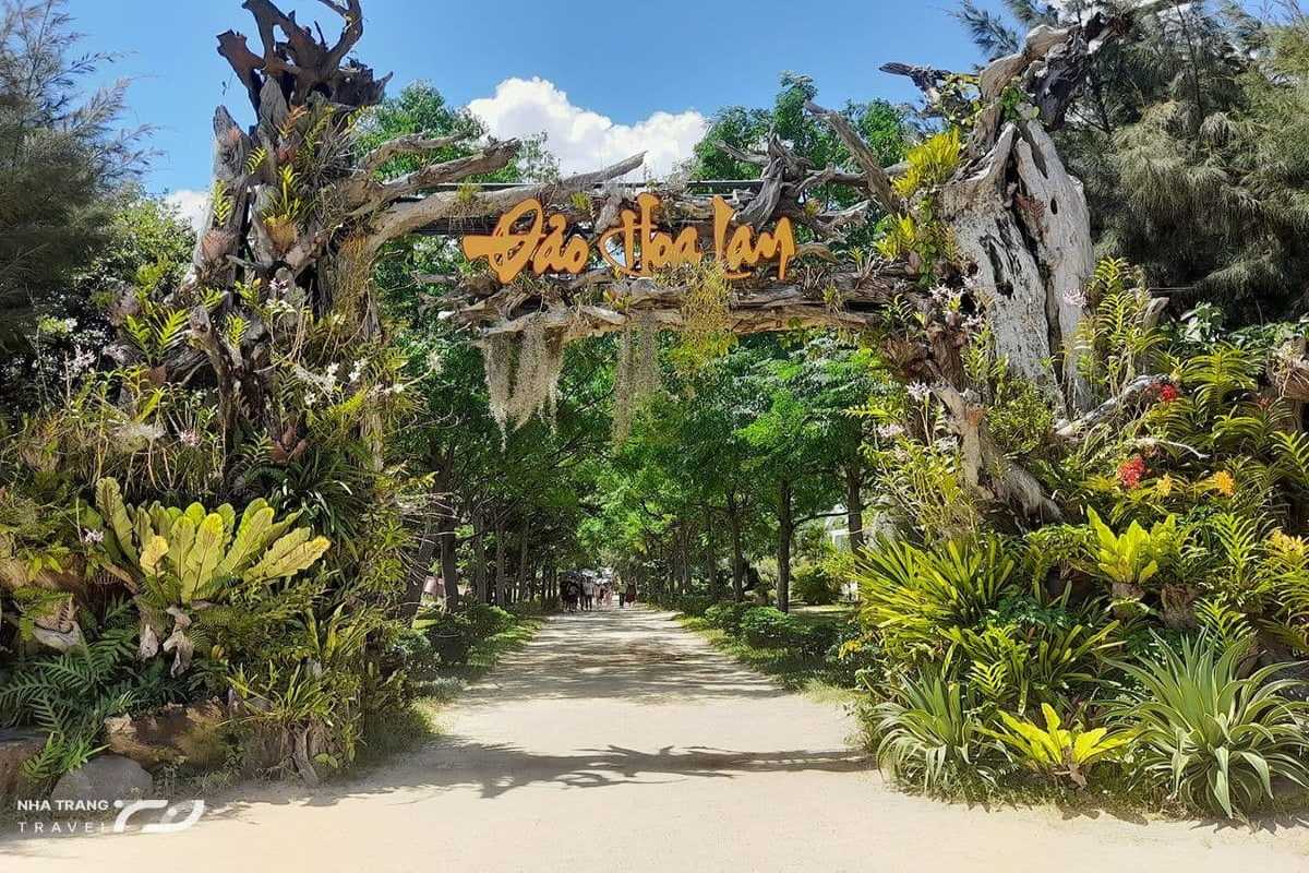 Orchid Stream Island Tree-Lined Path Nha Trang Tree-lined walkway leading visitors through Orchid Stream Island’s natural landscape