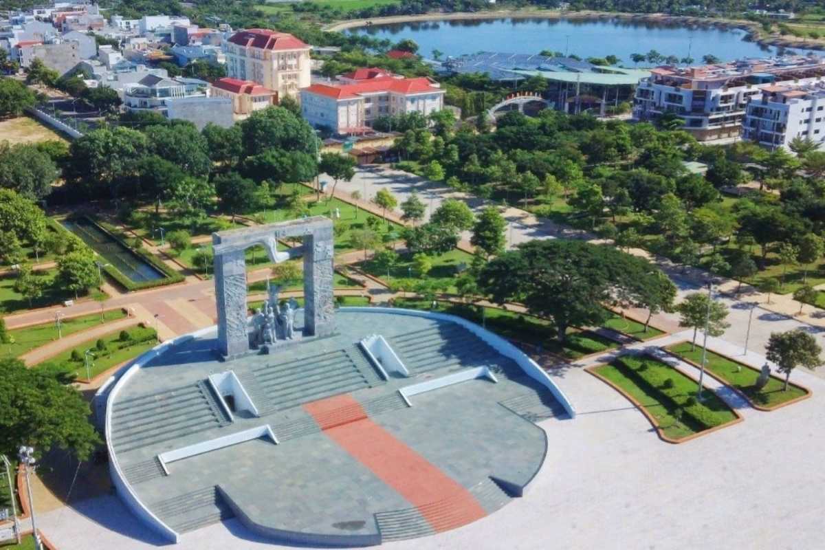 Phan Rang City Park Aerial View Aerial view of green city park and urban area in Phan Rang–Tháp Chàm City