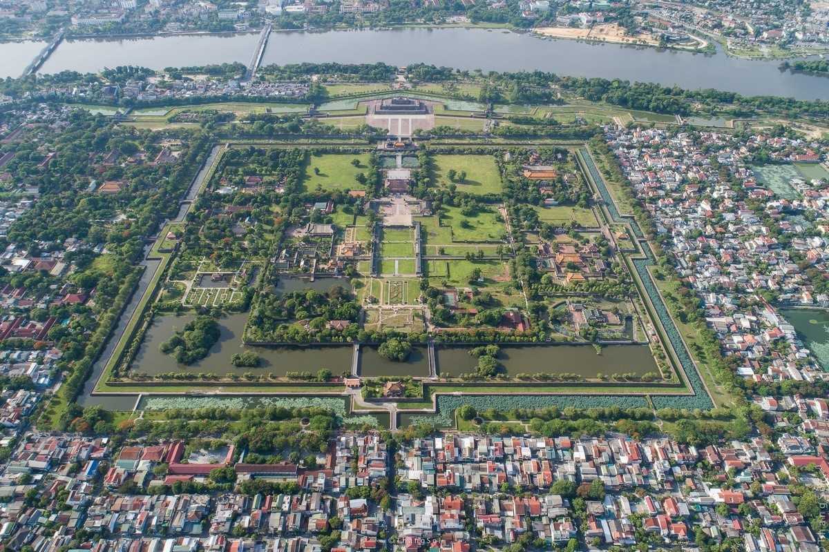 Royal Gardens at Hue Imperial City The serene royal gardens of Hue Imperial City, with lush greenery and historic pavilions.
