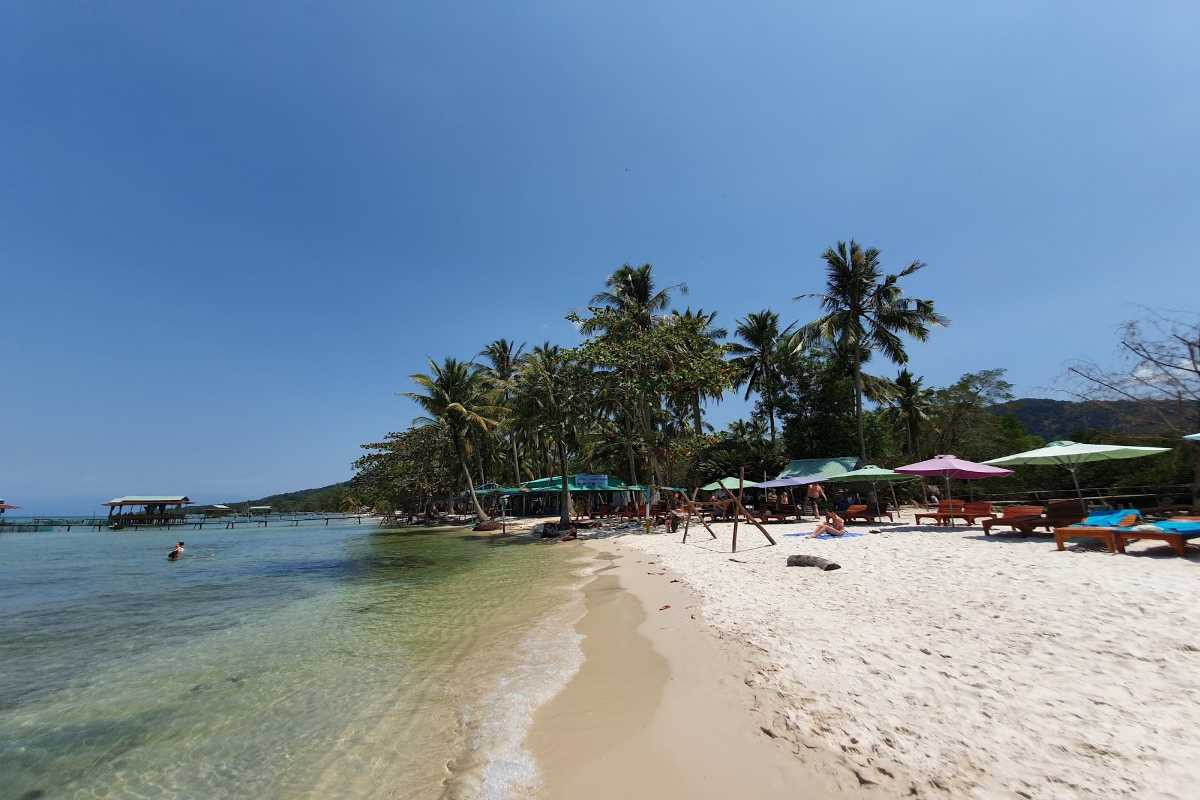 Starfish Beach Phu Quoc peaceful empty beach Wide peaceful white sandy beach with palm trees at Starfish Beach Phu Quoc