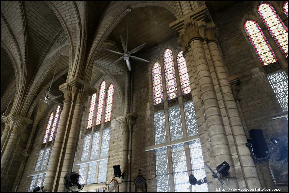 Stone Church Nha Trang Cathedral Interior Arches Gothic arches and stone columns inside the Stone Church Nha Trang Cathedral
