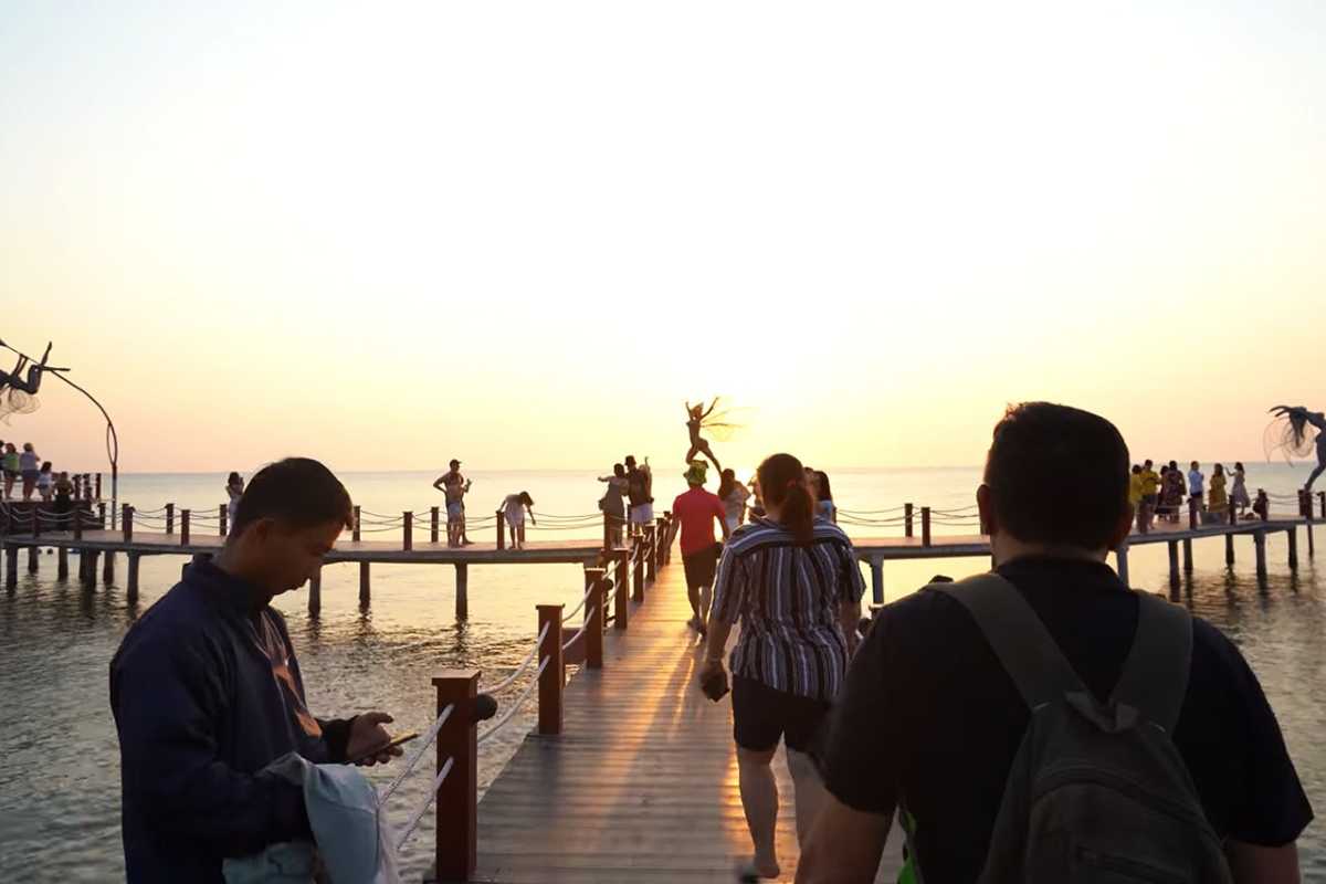 Sunset Sanato Phu Quoc Island Coastal Art and Seating Artistic structures and seating on beach at Sunset Sanato Phu Quoc Island
