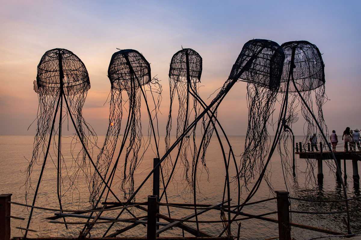 Sunset Sanato Phu Quoc Island Festival Group of performers celebrating sunset festival at Sunset Sanato Phu Quoc Island
