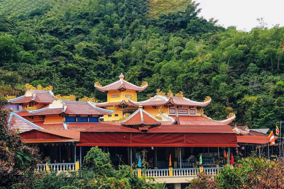 View of Suoi Do Pagoda surrounded by dense green forest in Nha Trang offering a spiritual and natural escape
