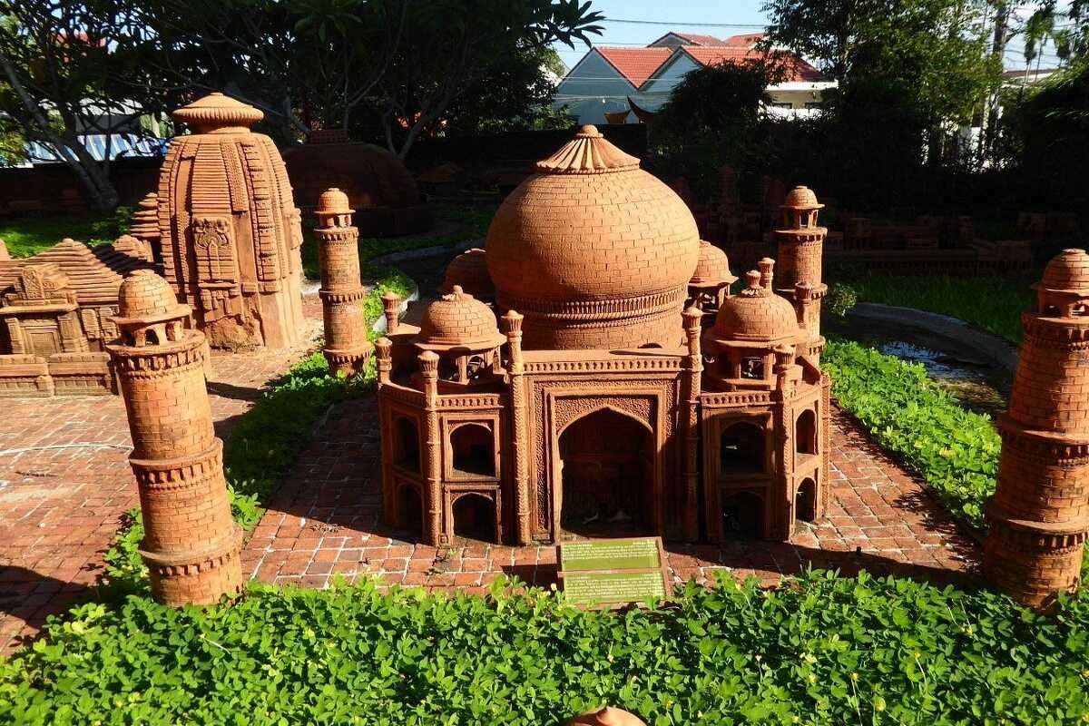 Terracotta Miniature Models at Thanh Ha Pottery Village Detailed terracotta miniature of famous architectural landmarks displayed in Thanh Ha Pottery Village