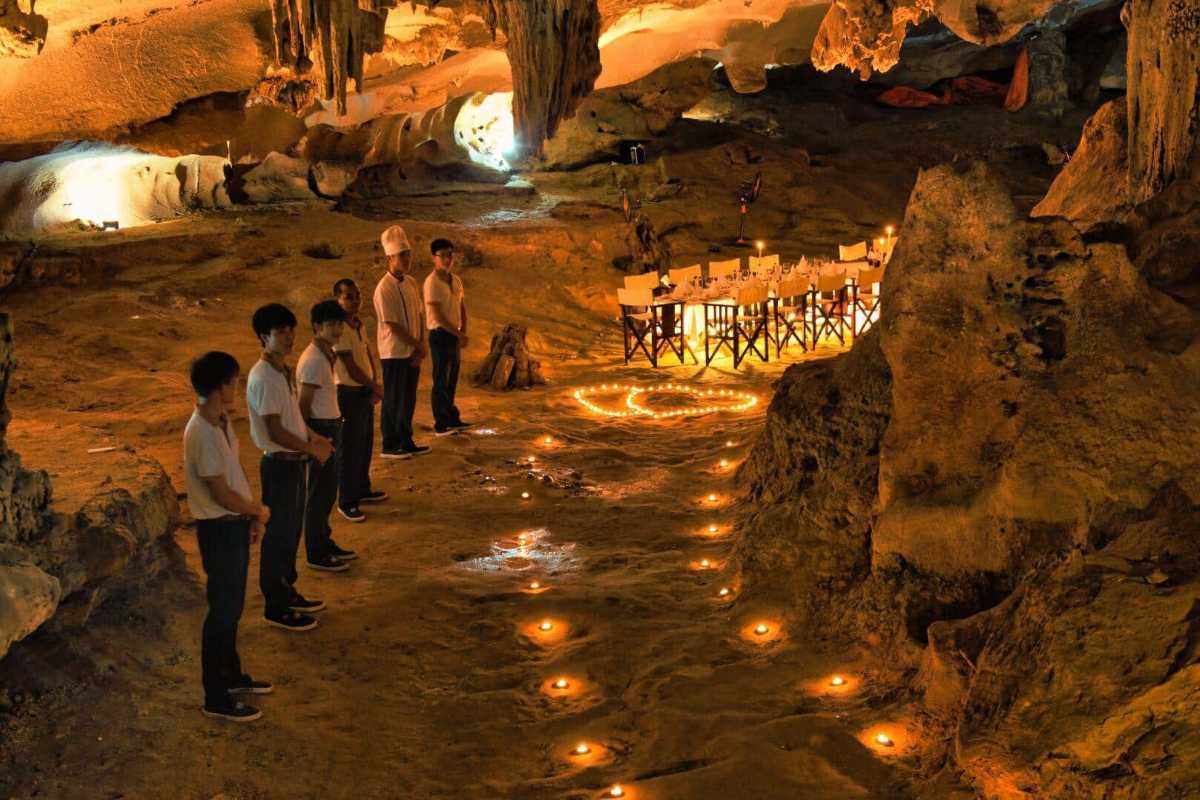 Stalactites and Stalagmites in Thien Canh Son Cave Close-up view of stalactites and stalagmites inside Thien Canh Son Cave, Quang Ninh