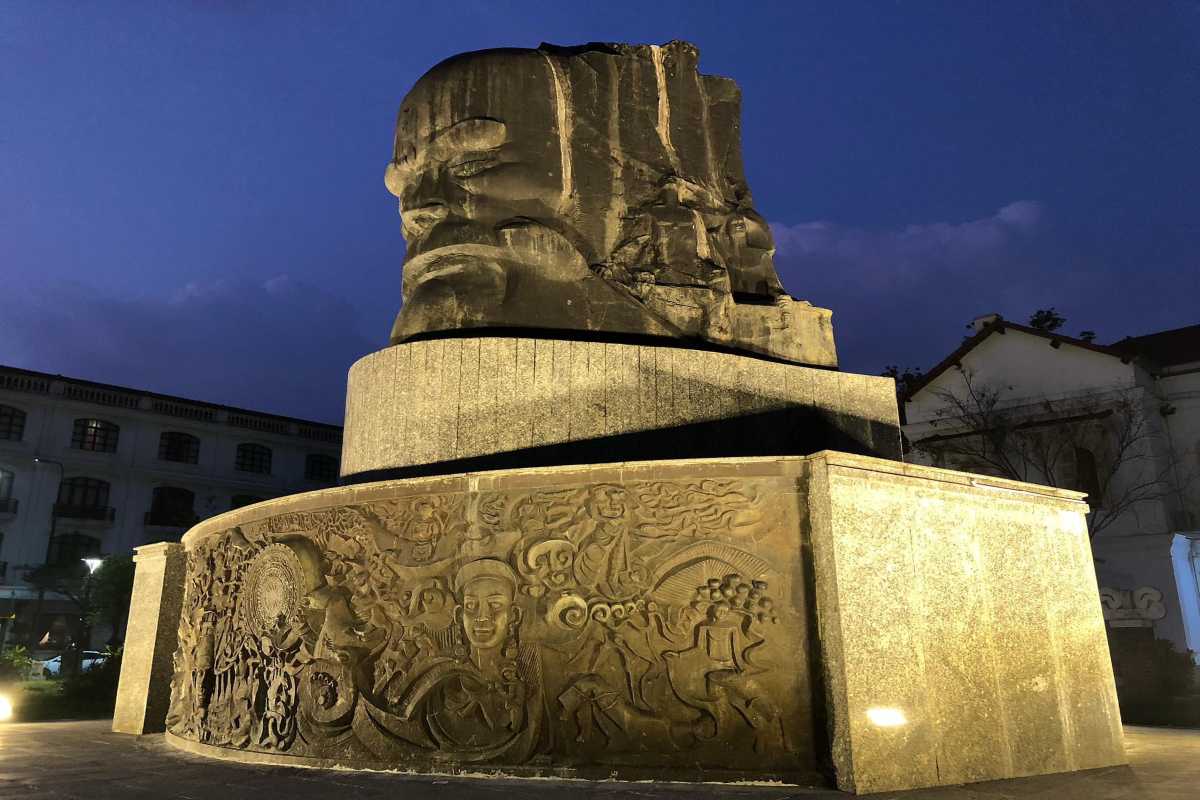 Tiger Arena Hue detailed night view of historic monument Tiger Arena Hue monument stands illuminated at night, revealing dramatic features and carved historic reliefs under the city lights.