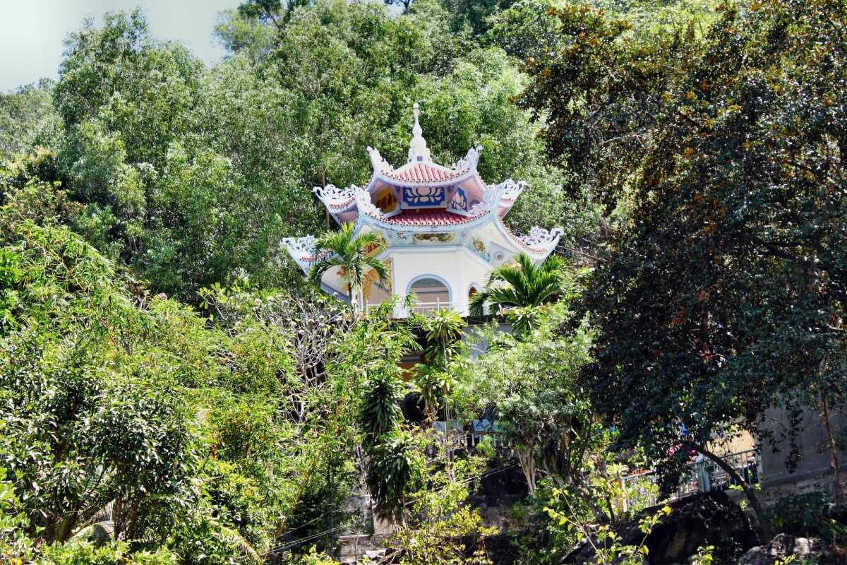 Pagoda Roof Detail at Tong Lam Lo Son Pagoda Close-up of the ornate curved roof with intricate carvings at Tong Lam Lo Son Pagoda