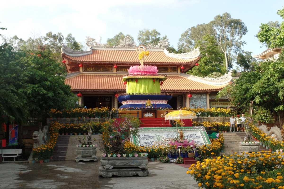 Traditional Lanterns at Tong Lam Lo Son Pagoda Colorful traditional lanterns hanging in the courtyard of Tong Lam Lo Son Pagoda