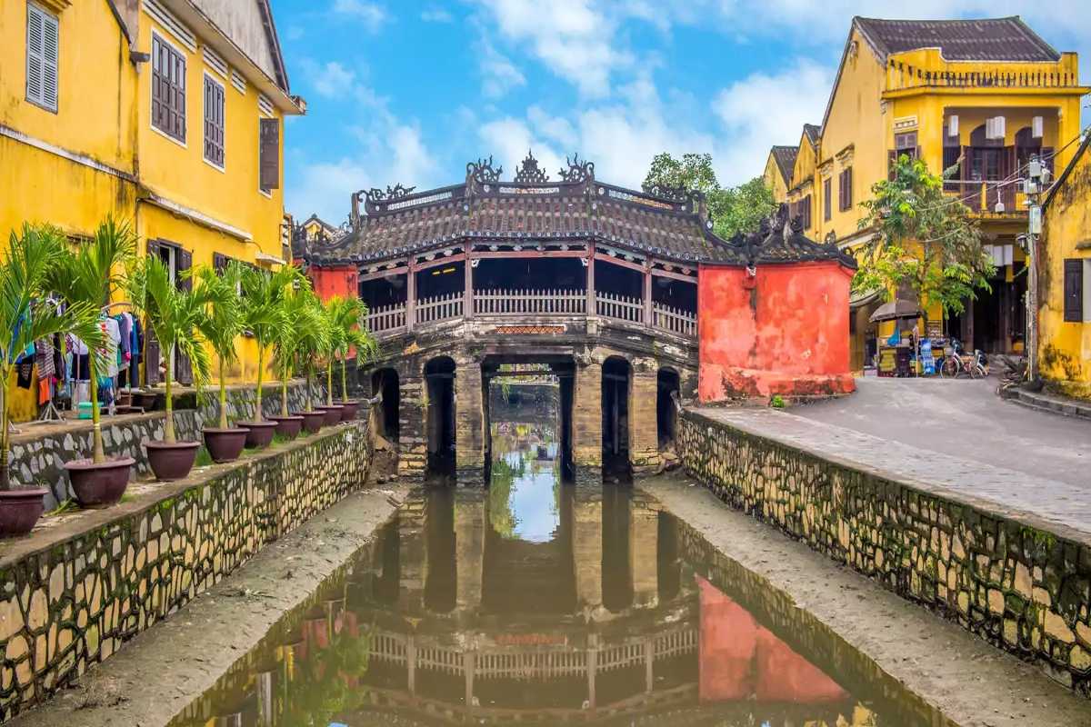 Traditional architecture of the Japanese Bridge Hoi An The historic wooden Japanese Bridge Hoi An showcasing traditional architecture and intricate details