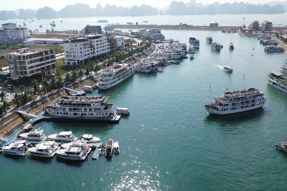 View of Tuan Chau International Cruise Port in Halong Bay