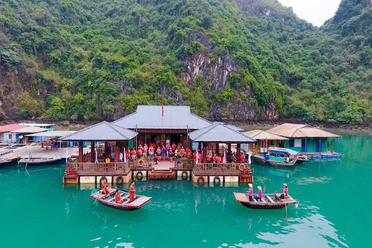Tung Sau Pearl Farm Halong Bay Scenic Landscape Scenic view of limestone karsts and calm waters around Tung Sau Pearl Farm Halong Bay