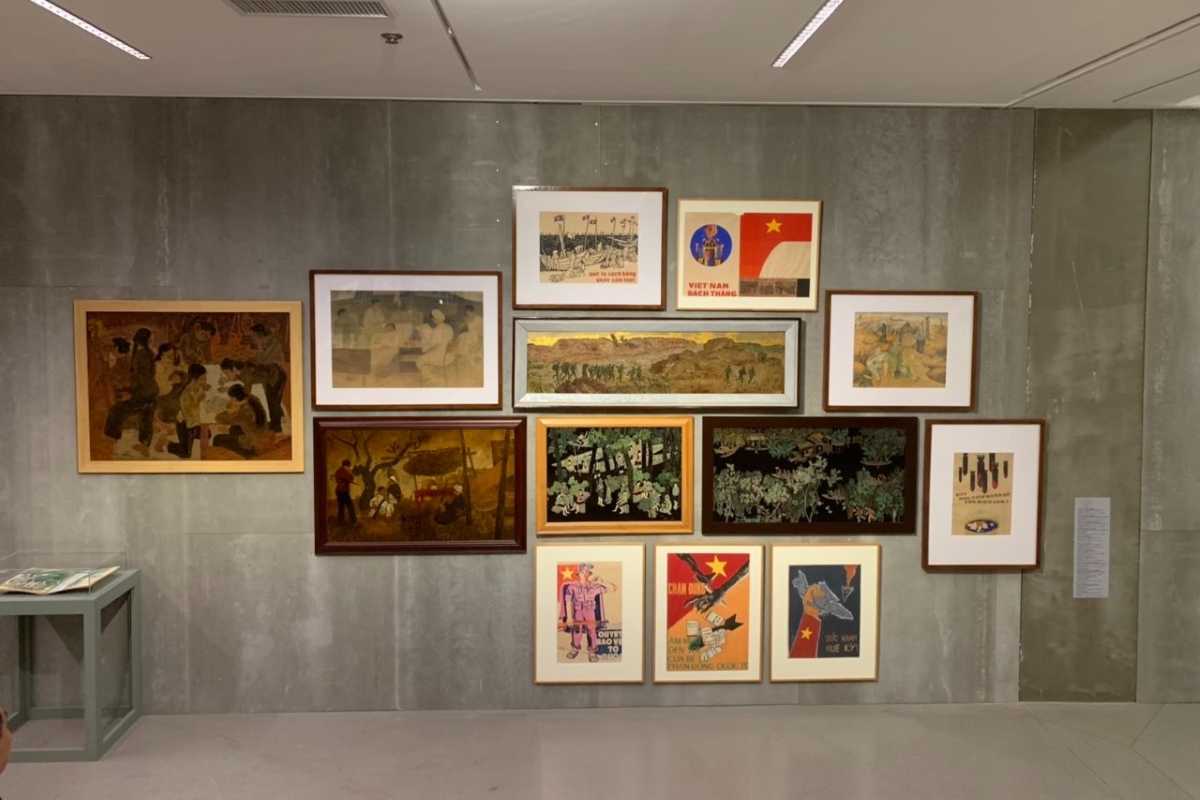 Museum Gallery Displaying Vietnamese Paintings Exhibition room with Vietnamese paintings displayed in the National Fine Arts Museum