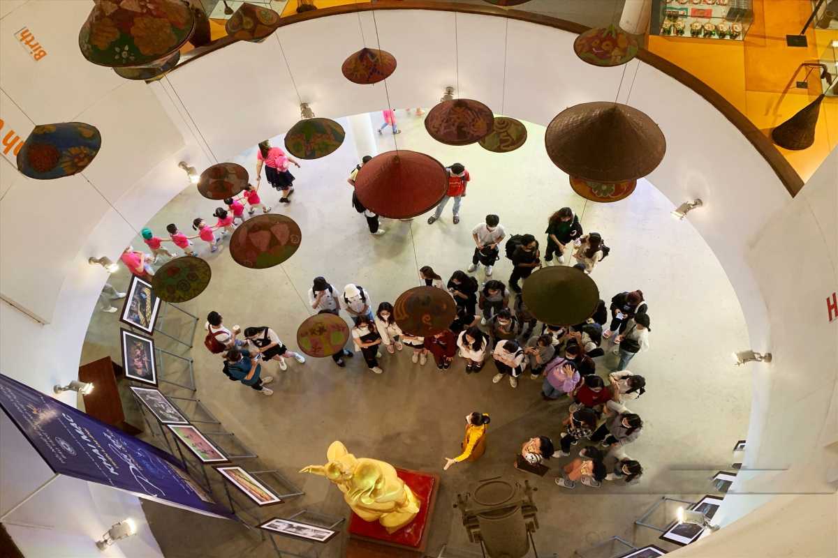 Vietnamese Women’s Museum Cultural Exhibition Aerial view of cultural exhibits and installations inside the Vietnamese Women’s Museum