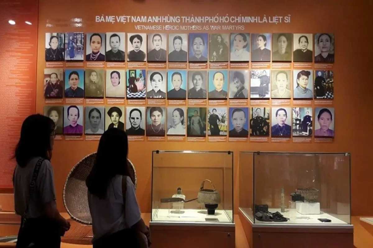 Vietnamese Women’s Museum War Hero Mothers Exhibit Visitors viewing the war hero mothers display honoring Vietnamese women