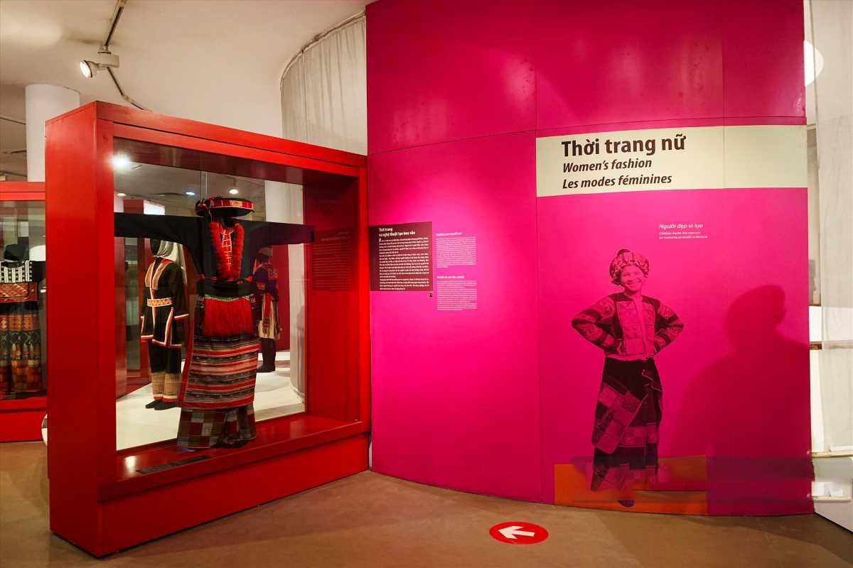 Vietnamese Women’s Museum Women’s Fashion Exhibit Traditional women’s fashion display with vibrant colors inside the Vietnamese Women’s Museum