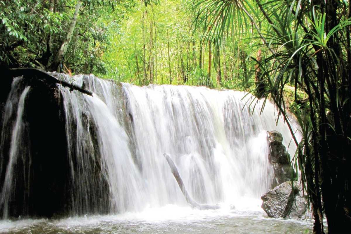 Waterfalls and Rocks at Tranh Stream Phu Quoc Waterfalls cascading over rocky terrain at Tranh Stream in Phu Quoc