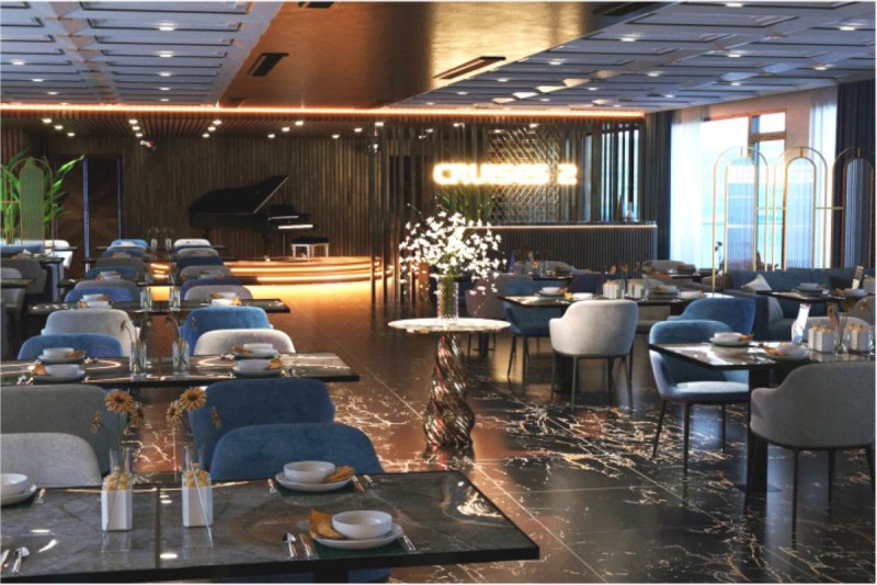 Buffet counter in the dining area aboard Doria Cruise