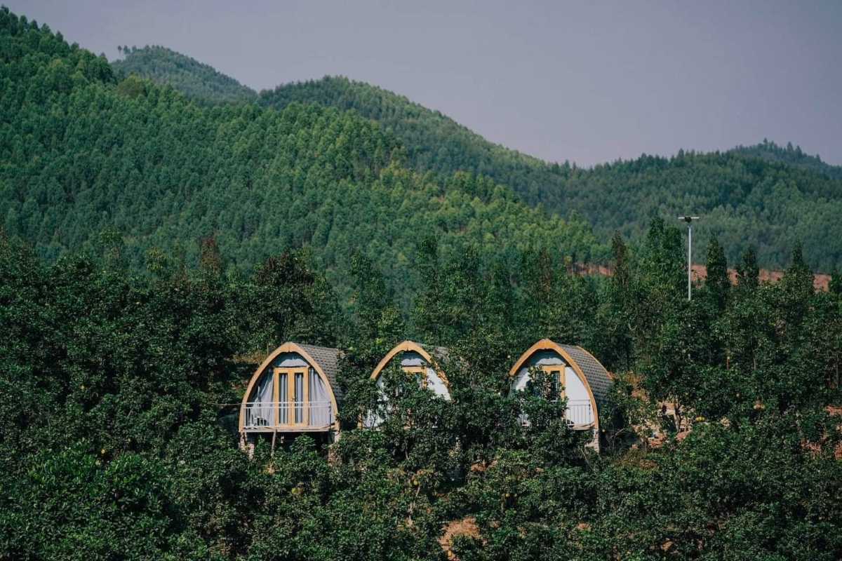 Bac Giang Travel Forested Hills with Unique Dome-Shaped Houses Bac Giang Travel features unique dome-shaped wooden houses nestled in green forest hills