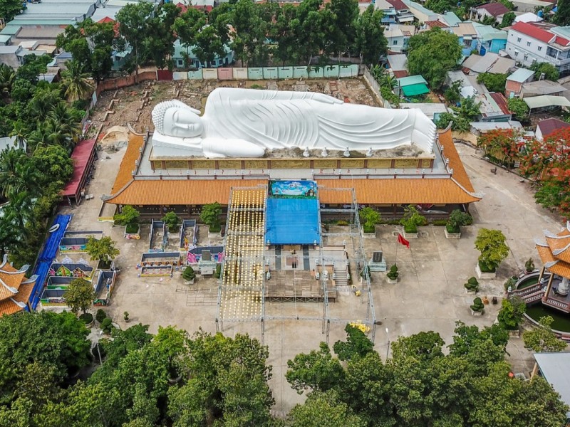 Hoi Khanh Pagoda with large reclining Buddha in Binh Duong province.