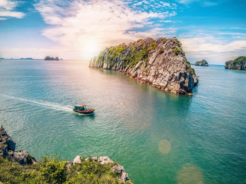 Panoramic view of Lan Ha Bay and Cat Ba Island