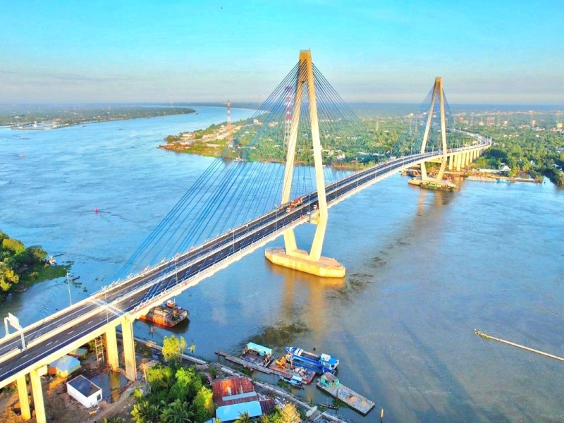 Scenic view of My Thuan Bridge in Vinh Long connecting key regions