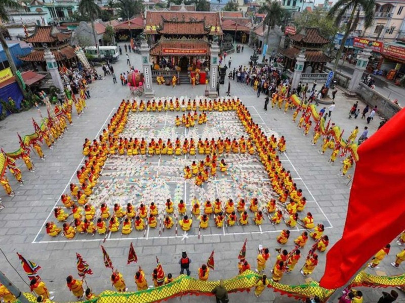 Traditional ceremony at the Phu Day Festival in Nam Dinh, Vietnam