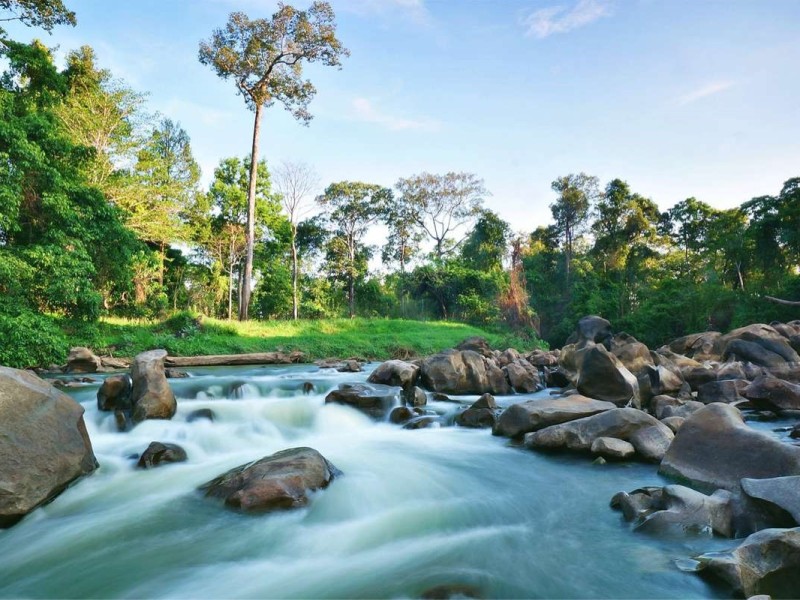 Rapid waters flowing through Yok Don National Park in Gia Lai